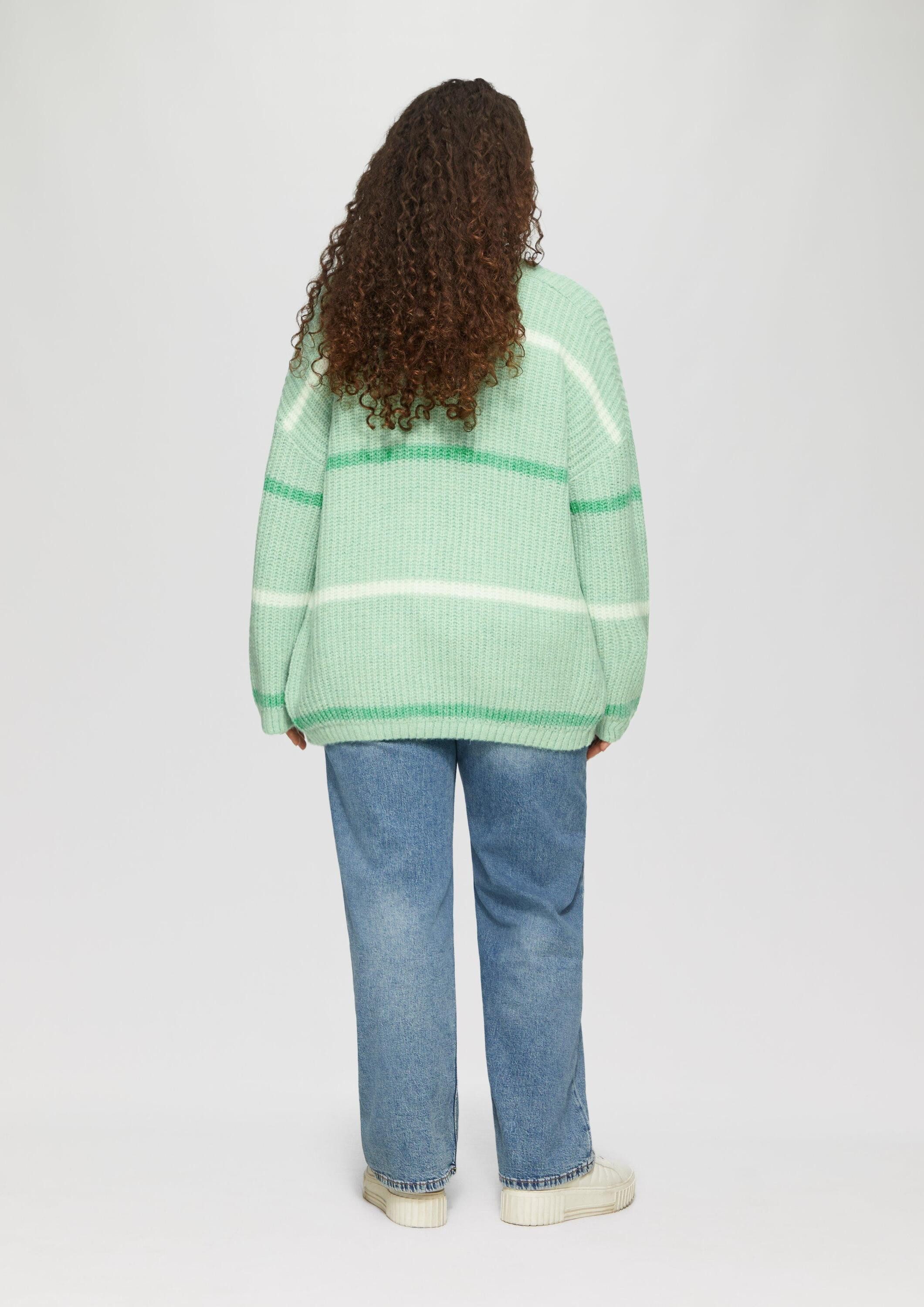 s.Oliver Cardigan Strickjacke Gestreifter Cardigan mit überschnittenen Schultern