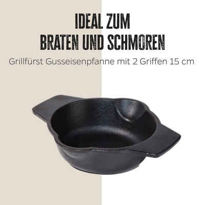 Grillfürst Grillpfanne Grillfürst Gusseisenpfanne mit 2 Griffen Ø 15 cm