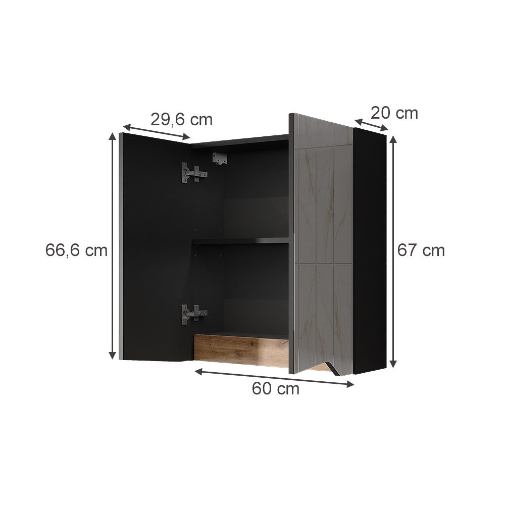 Vicco Badezimmerspiegelschrank Marelle, Anthrazit/Artisan, 60 x günstig online kaufen