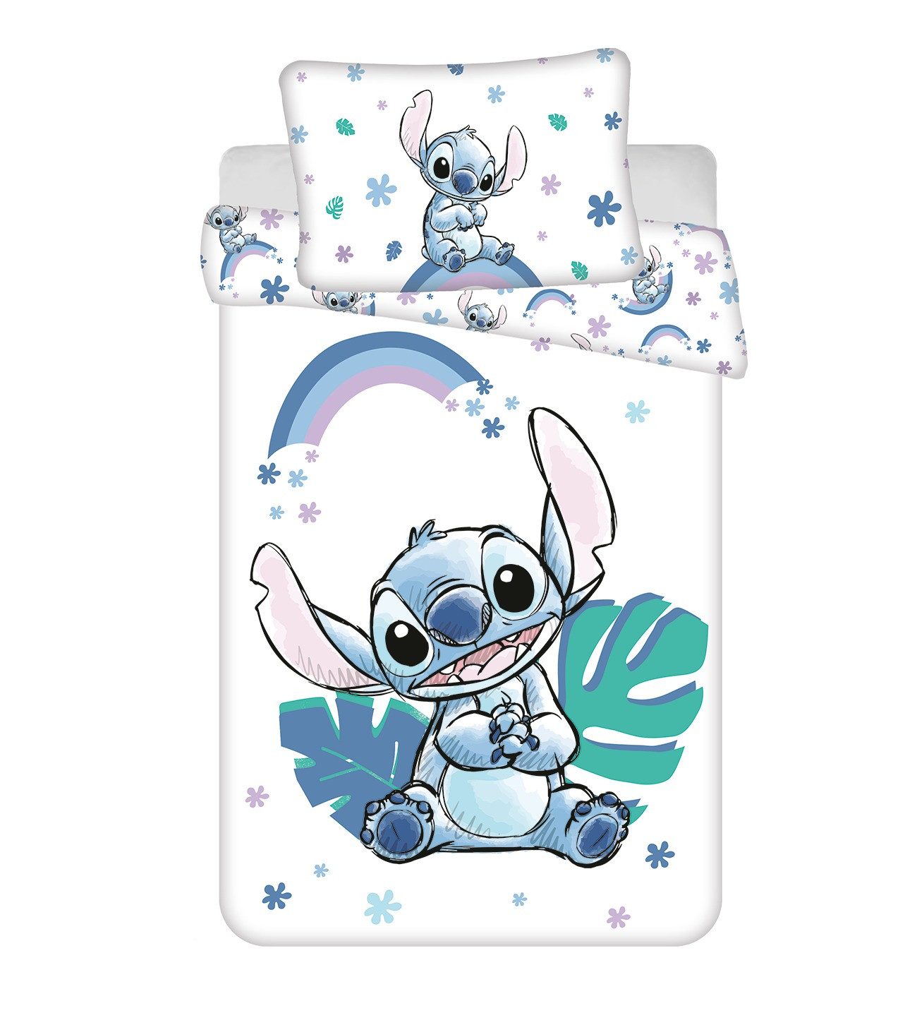 Lilo & Stitch Kinderbettwäsche Bettwäsche-Set aus Baumwolle - 100 x 135 cm + 40 x 60 cm, Baumwolle, 2 teilig