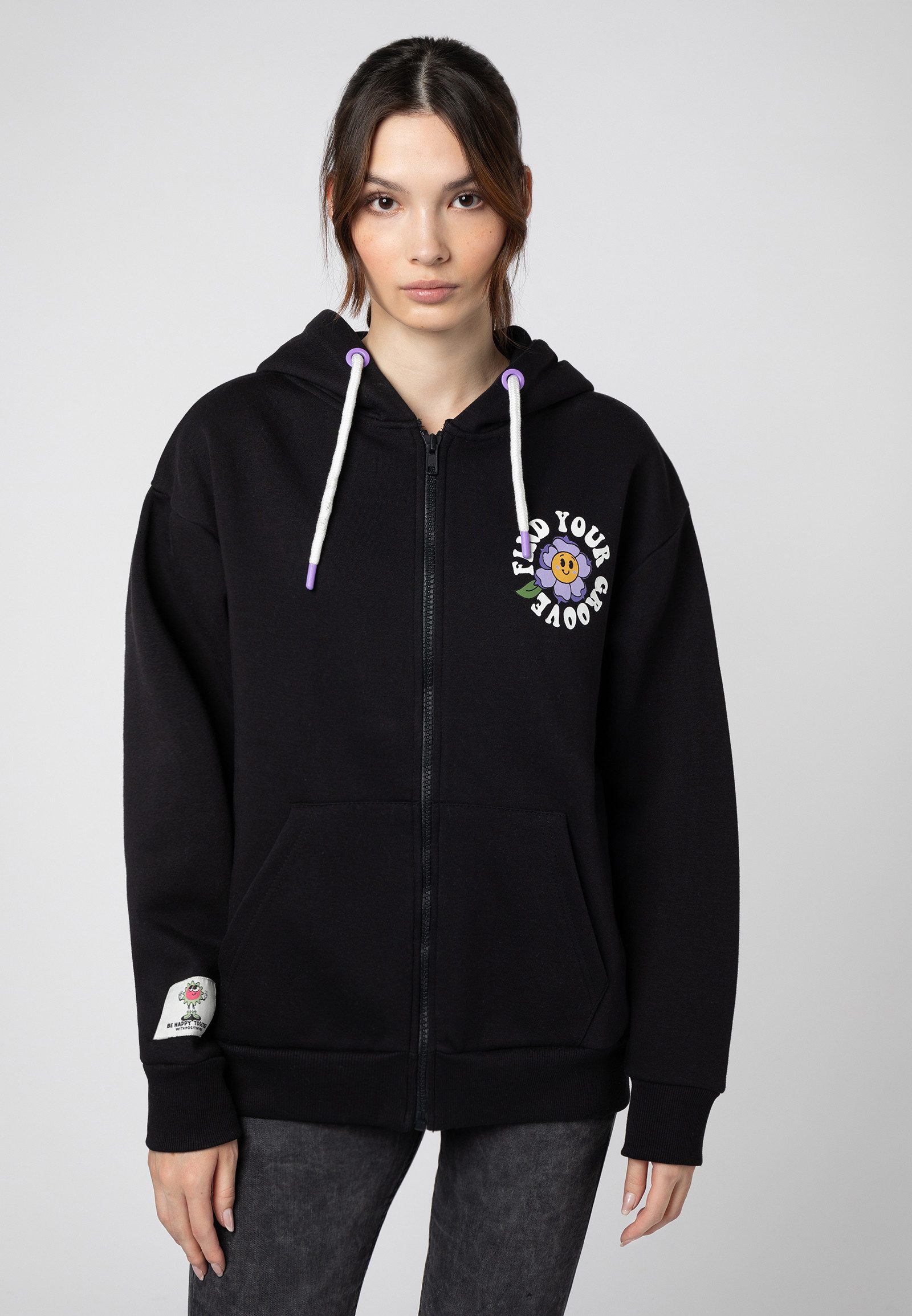 Eight2Nine Kapuzensweatjacke Sweatjacke mit Backprint Hoodie, günstig online kaufen