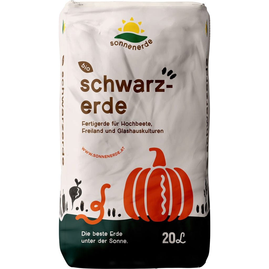 Sonnenerde Pflanzerde Sonnenerde Bio Schwarzerde, mit Pflanzenkohle und Bio Kompost, 20 Liter