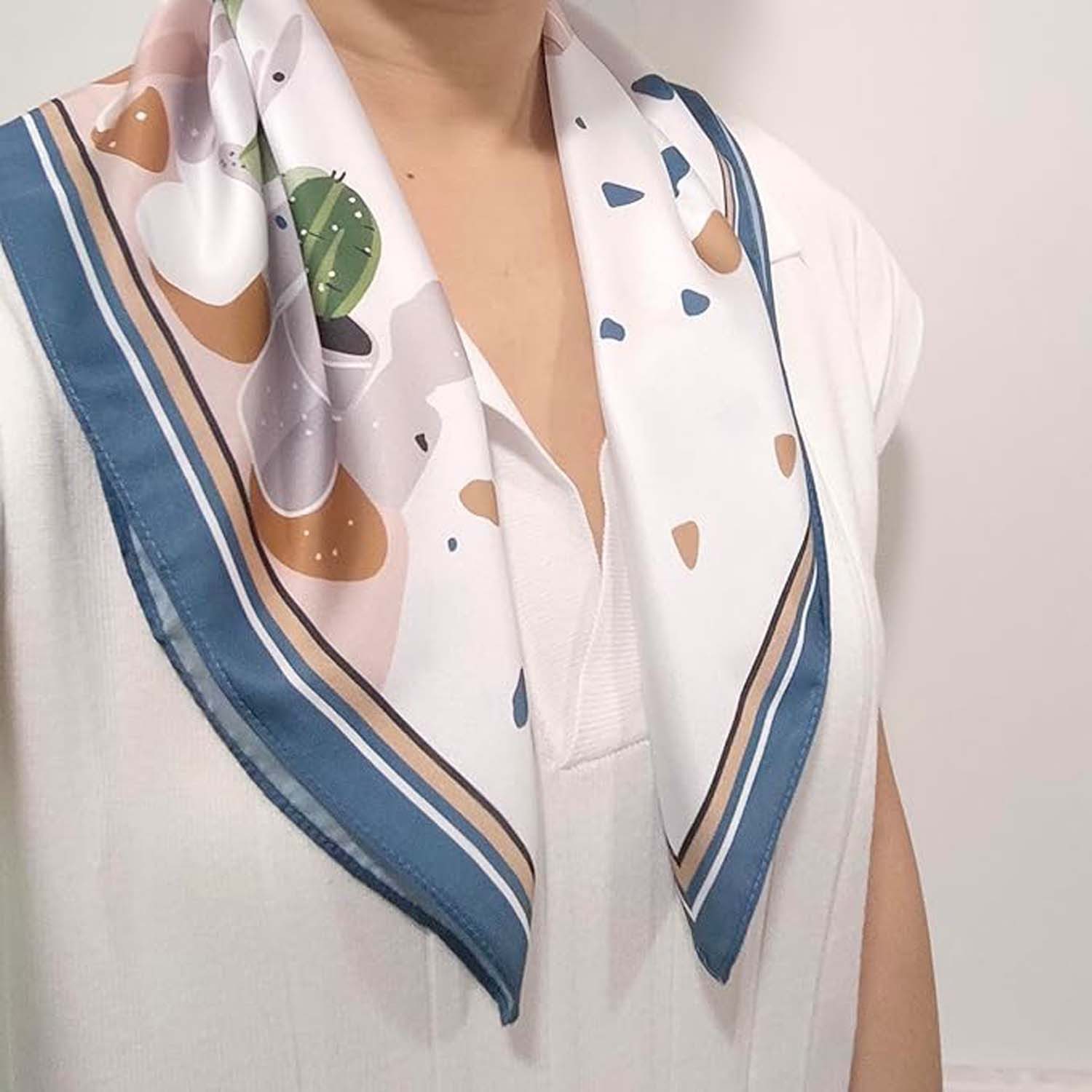 Zaewry Seidentuch Stirnband Quadratischer Haar-Bandanas-Schal für Damen