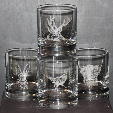 440s Whiskyglas Selbrae House 4er Set Whisky Gläser Country Side Tiere je ca 330 ml, Glas