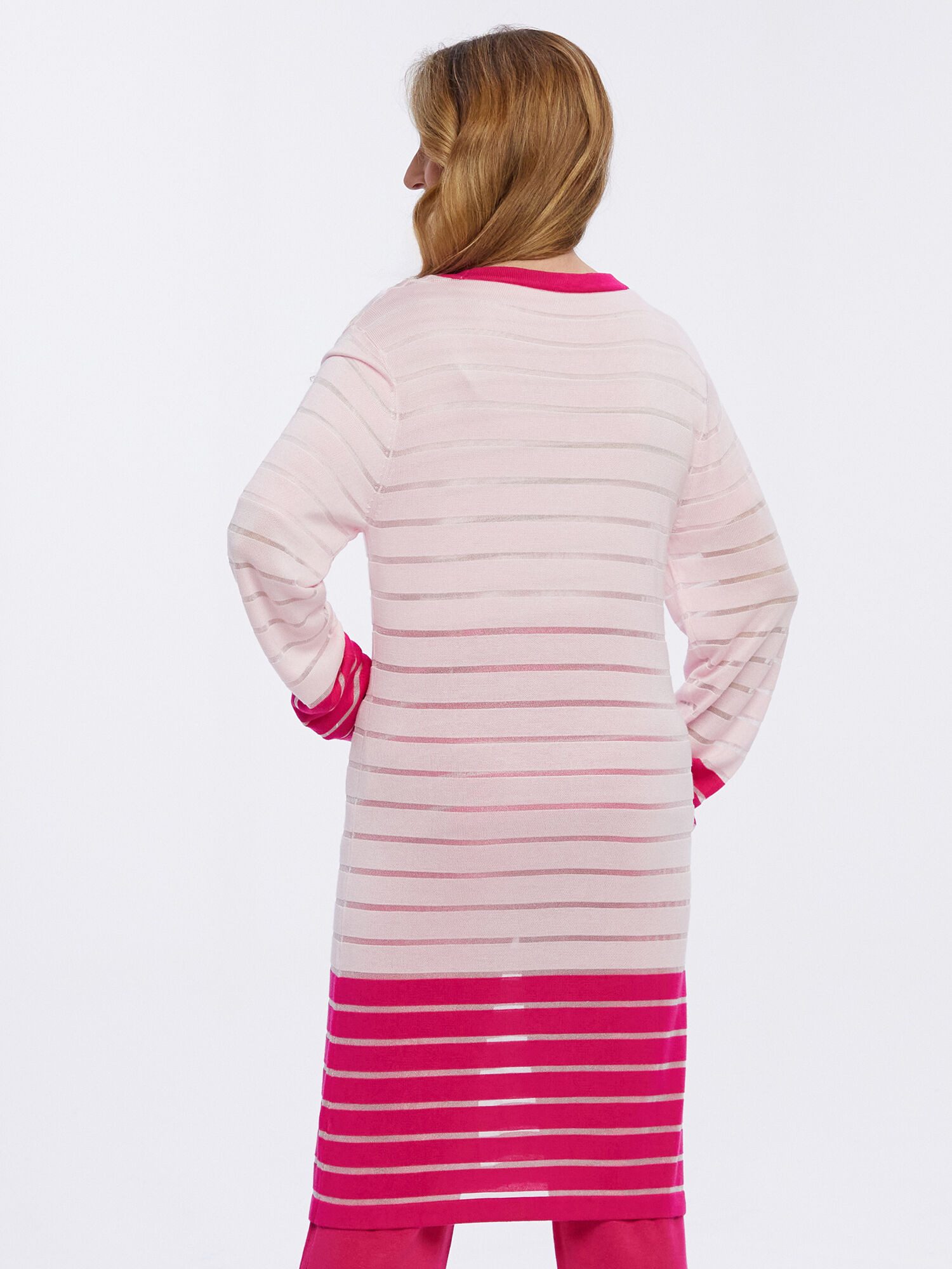 PUNTO & FILO Cardigan Strickjacke Körpernah mit transparentem Ringel günstig online kaufen