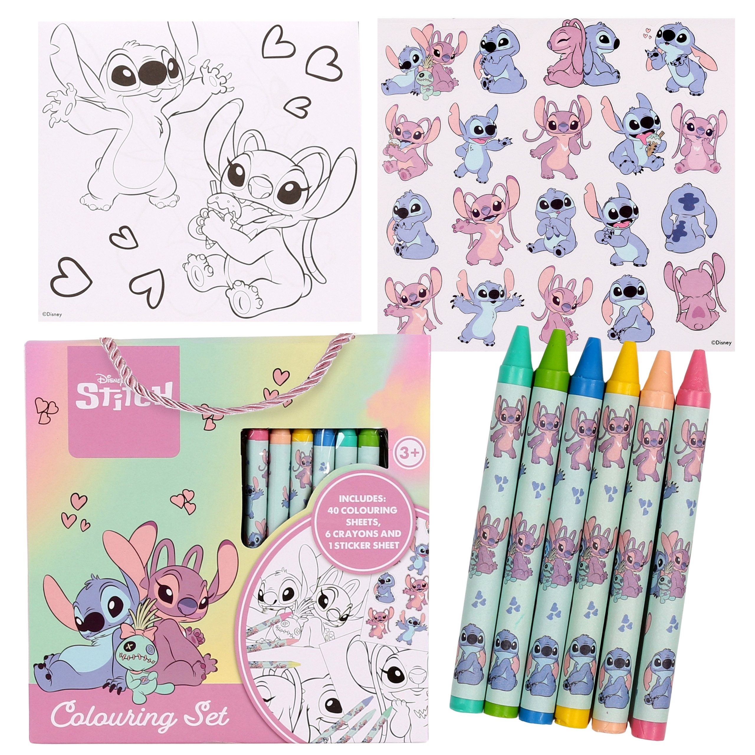 Disney Buntstift DISNEY Stitch Malset: 40-tlg. mit Stiften, Malbüchern & Aufklebern