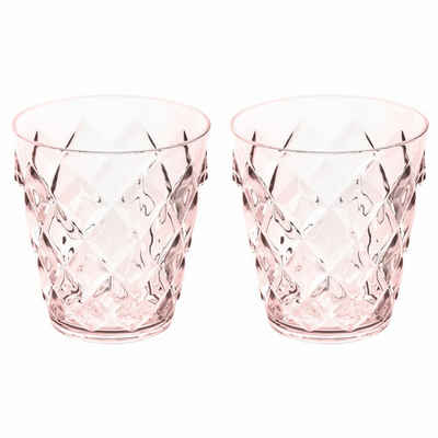 KOZIOL Tumbler-Glas »2er-Set Crystal S Transparent Rose Quartz, 250 ml«, Thermoplastischer Kunststoff, stapelbar