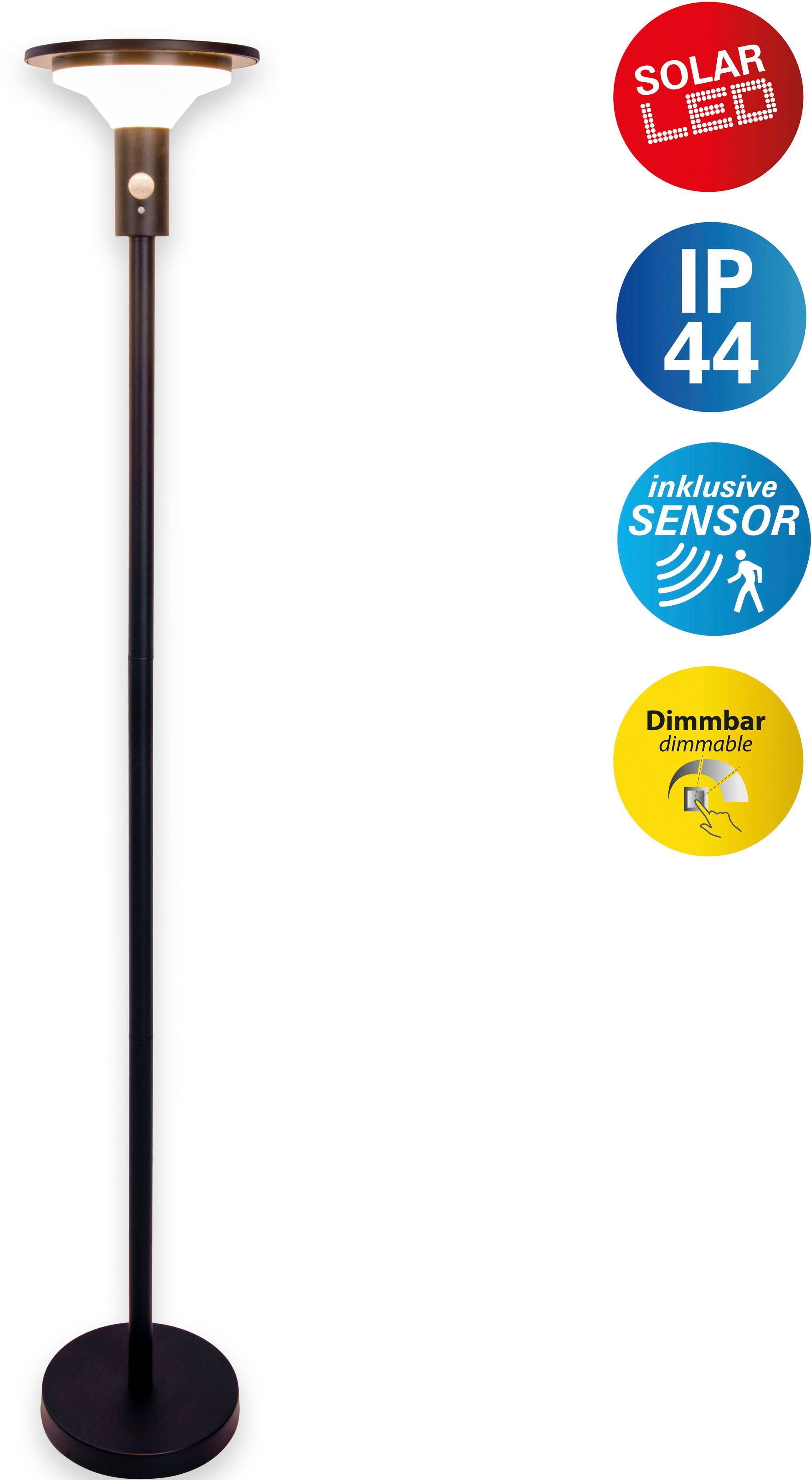 Beförderung näve LED Solarleuchte Nora, fest Warmweiß, H: dimmbar, stufenweise integriert, 139cm, LED Bewegungsmelder, warmweiß Bewegungsmelder, inkl