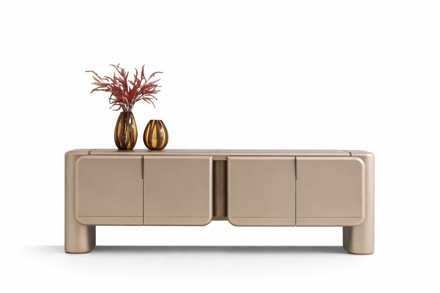 JVmoebel Sideboard Luxuriöses Designer Sideboard Beige mit Metall und Golddetails (1 St), Made in Europa