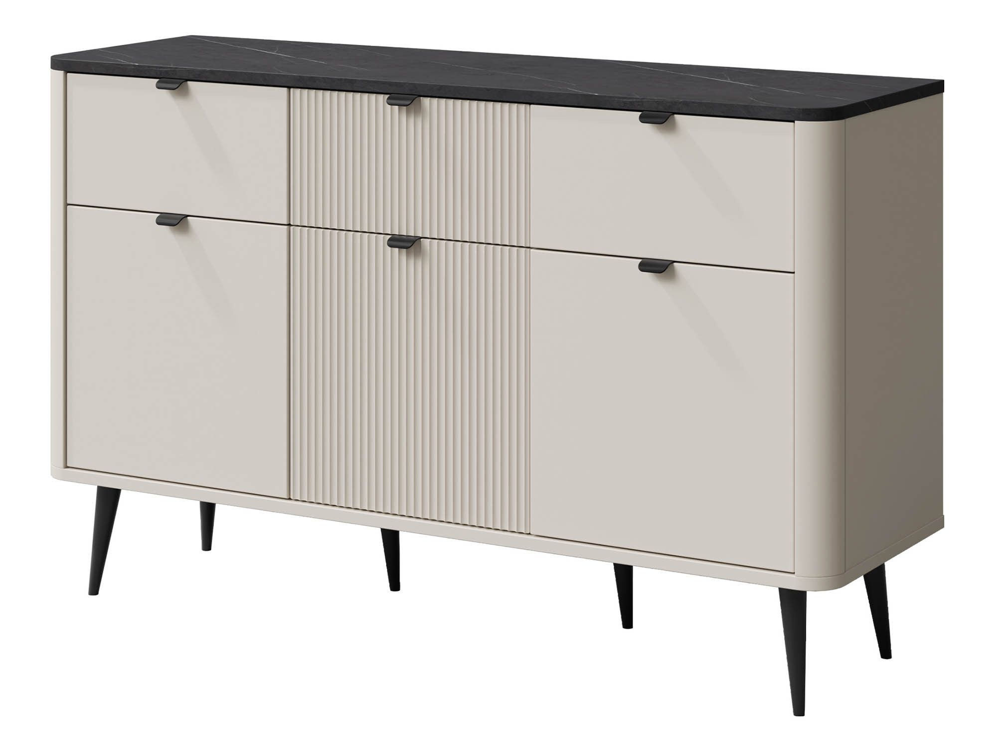 Beautysofa Sideboard MIA 130 cm mit 3 Türen und 3 Schubladen, Soft-Close, Metallgriffe und Metallfüße