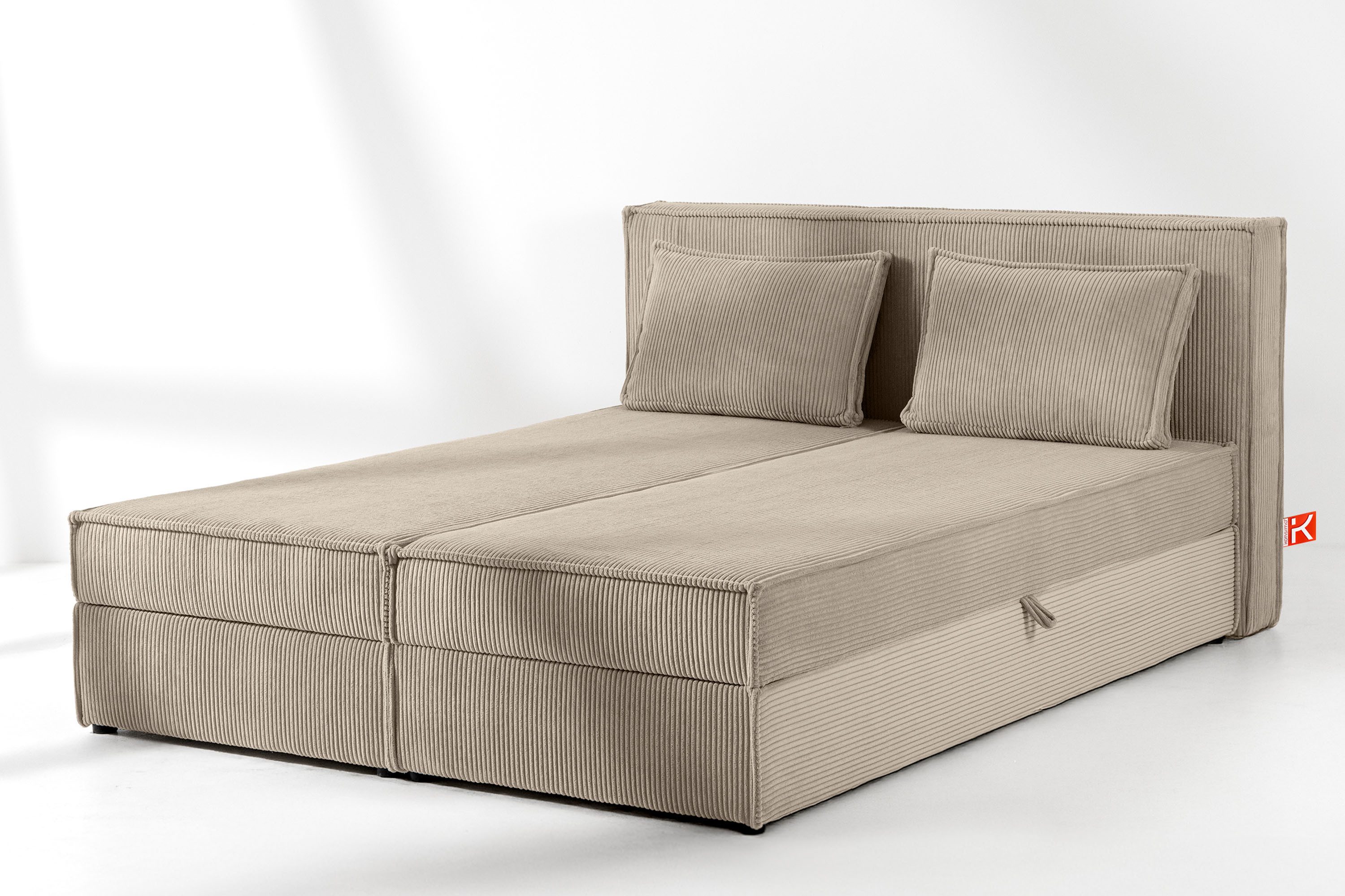KONSIMO® Boxspringbett ROTI Polsterbett, inkl. Matratze und Kaltschaum Topper (6,5 cm), hergestellt in der EU, liegefläche Vollbezug, Tagesbett