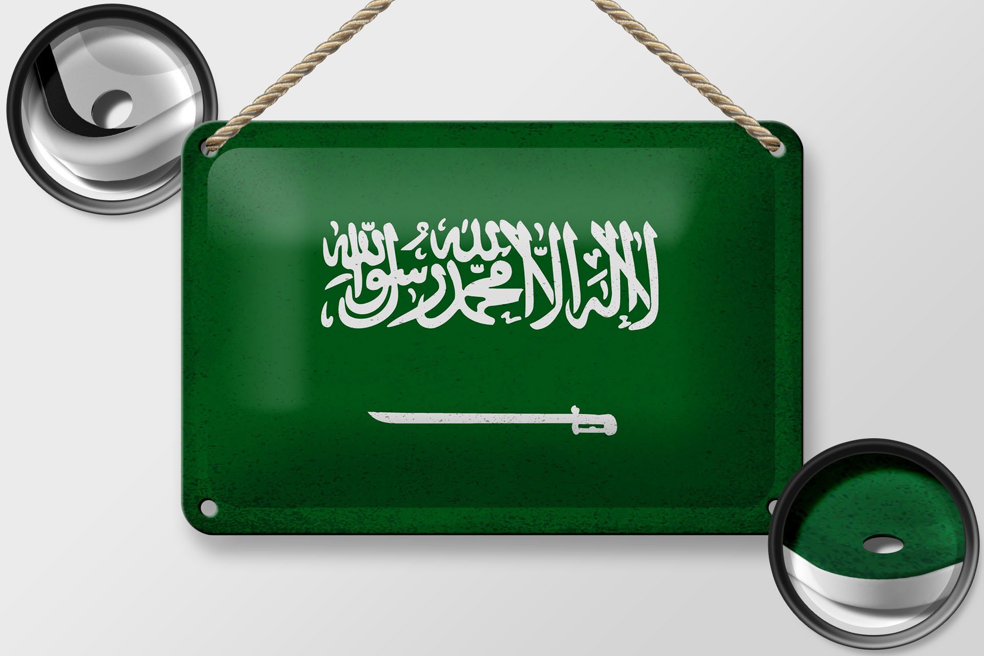 Femer GmbH Metallschild Flagge Saudi-Arabien 18x12cm Arabia Vintage, (1 St), gewölbte Oberfläche, abgerundete Ecken, umgeschlagene Kanten