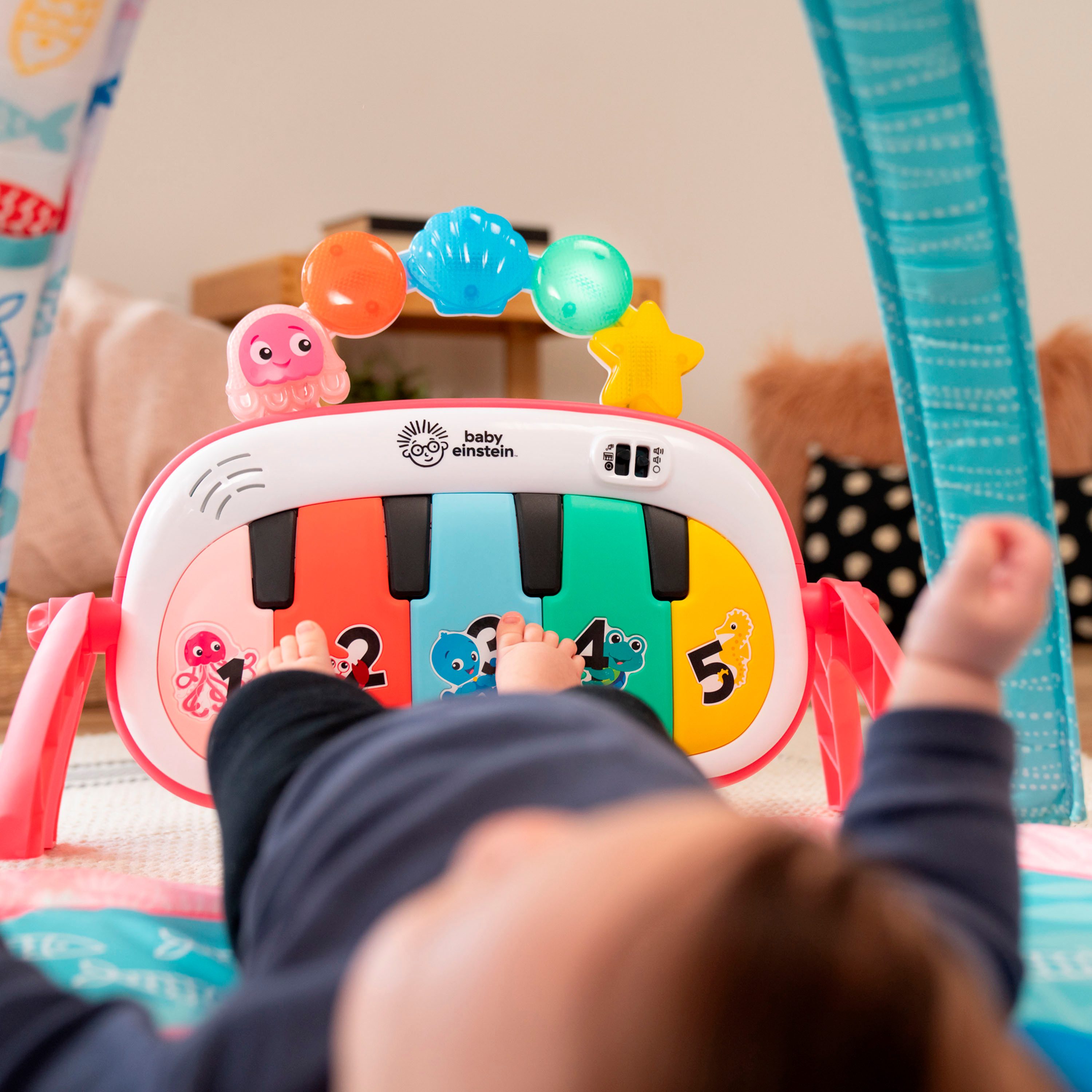 Baby Einstein Spielbogen 4-in-1 Kickin’ Tunes Jellyfish Jamboree Music & Language Discovery Gym, mit Soundeffekt