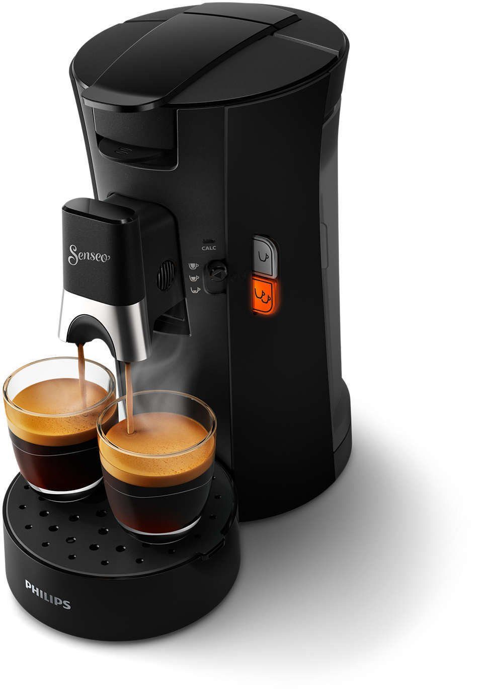 2 Senseo Kaffeestärkewahl Tassen gleichzeitig, Kaffeepadmaschine Senseo Philips Select, CSA230/69