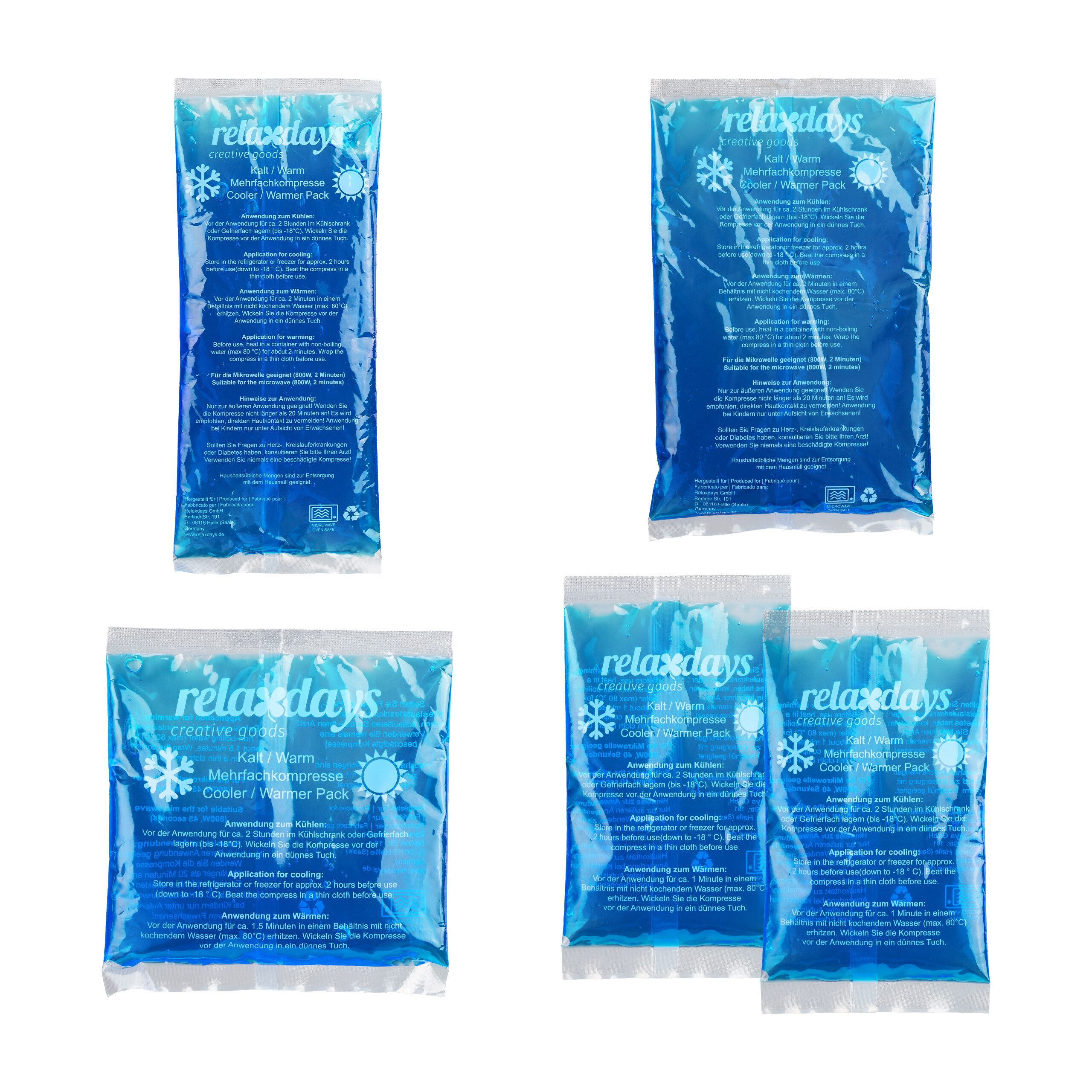 relaxdays Kalt-Warm-Kompresse Kühlpads Set, 5-tlg., 5er Set, 5er Pack