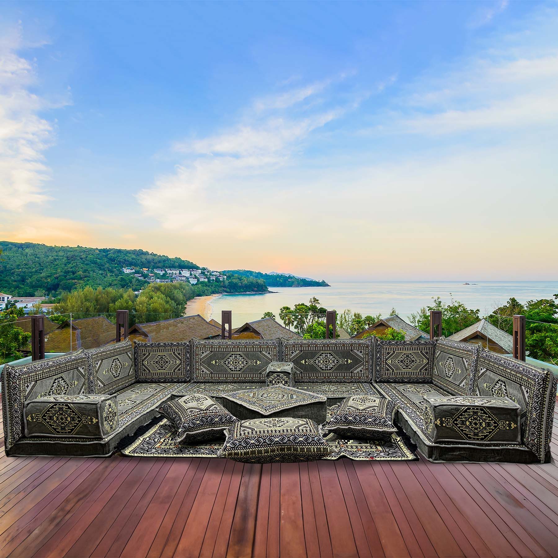 CaddeBuy Sofa Orientalische Möbel, Sitzecke, Orientalisches Sofa, Sitzkissen, 19 Teile