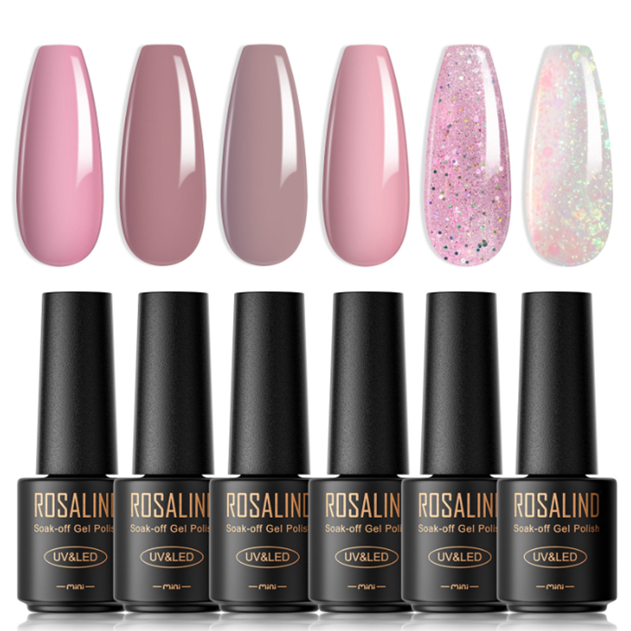 KINSI Nagellack-Set UV-Gel Nagellack Set mit 6 Farben - Professionelles Maniküre-Set, Langanhaltender Glanz