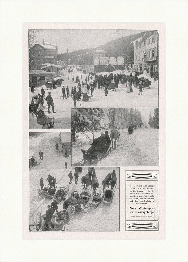Kunstdruck Vom Wintersport im Riesengebirge 1909 Schlitten Schreiberhau F_Vintage