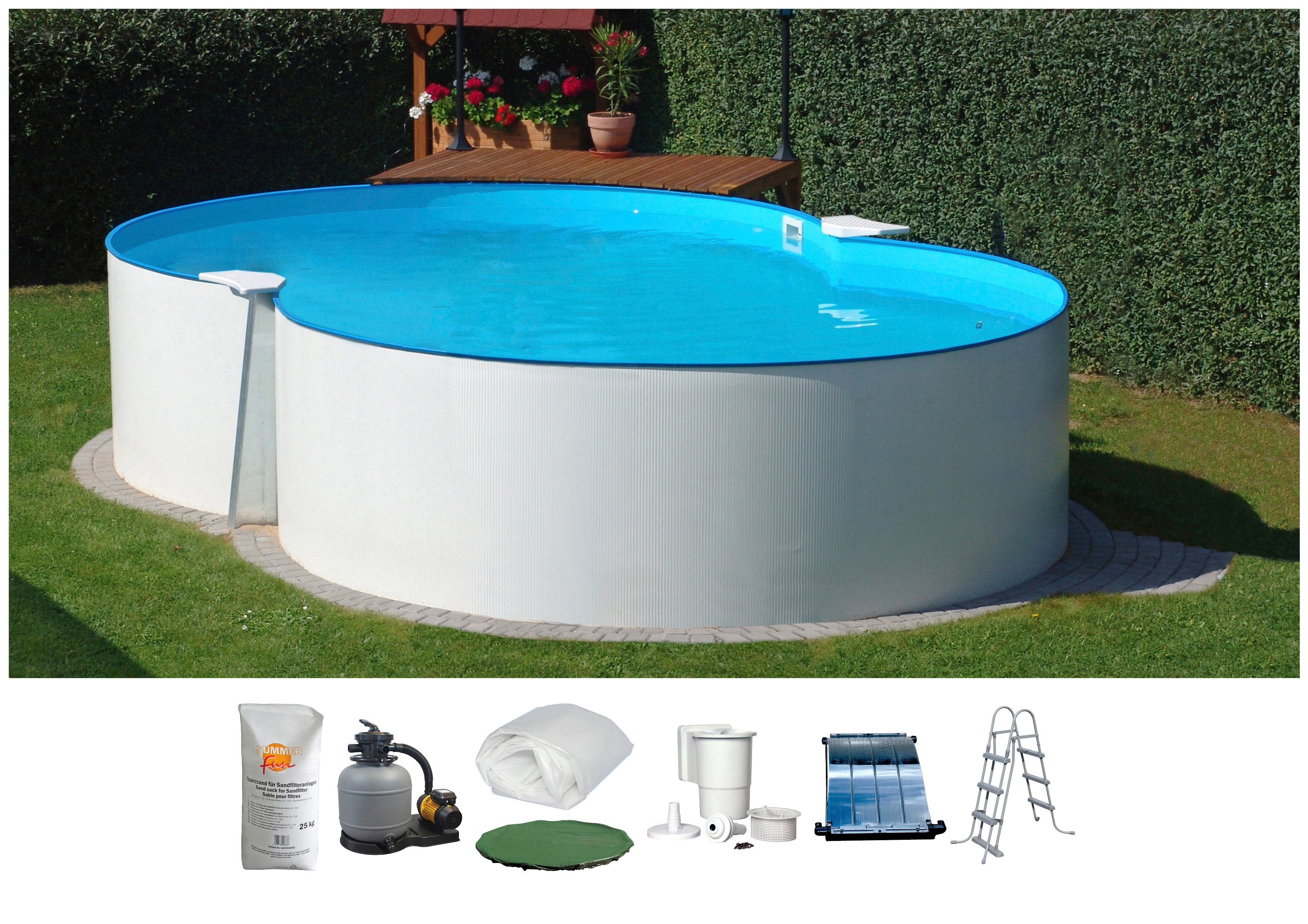 Clear Pool Achtformpool (Set, 8-tlg), 540x350x120 cm inkl. Solarset