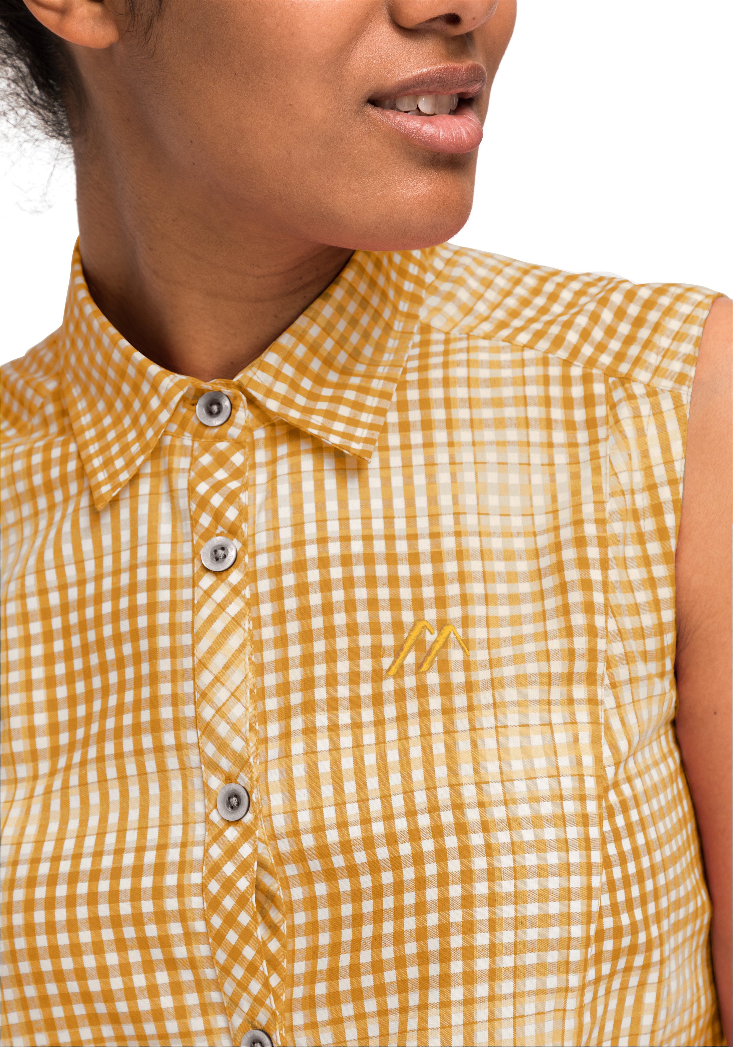 Maier Sports Funktionsbluse Paloma ärmellose Damen Bluse, sommerliches Blusen-Shirt, Karobluse, Reg. Fit