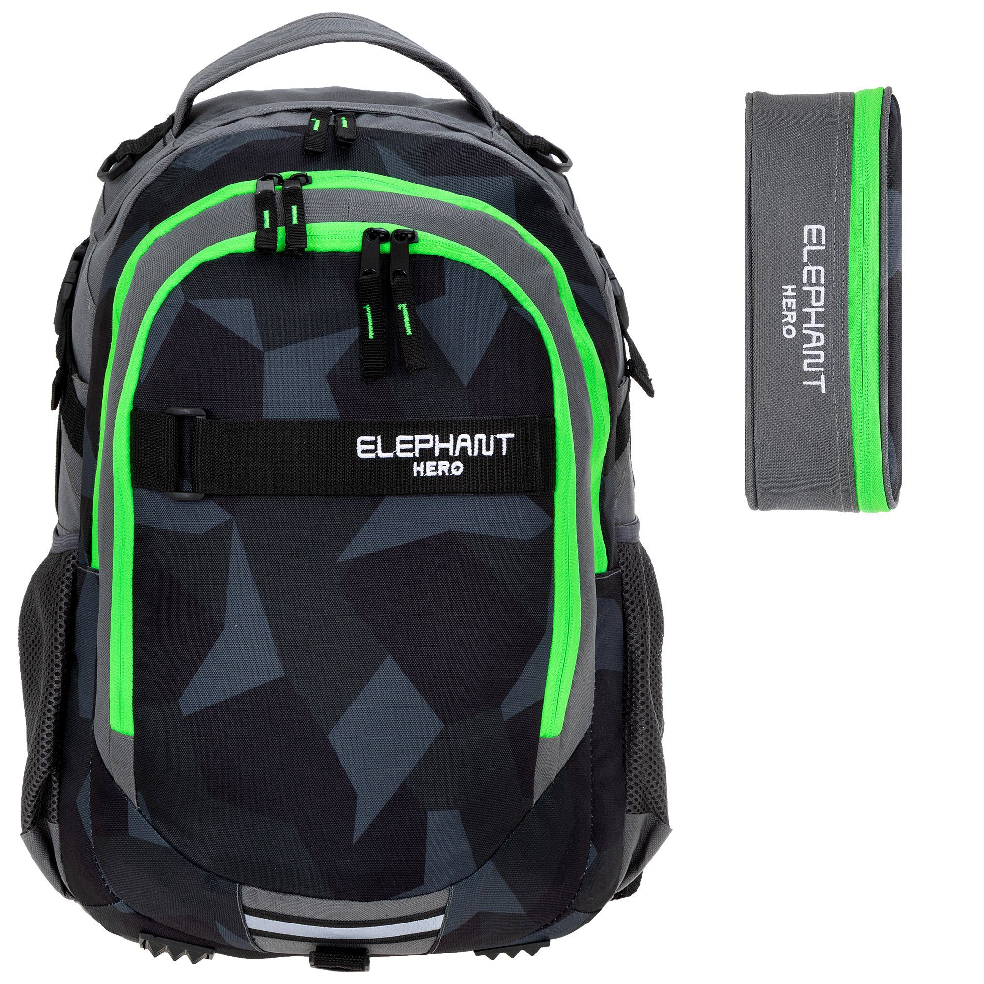 ELEPHANT Schulrucksack Hero Signature Schultasche (2 Teile Set), Rucksack + Mäppchen Box