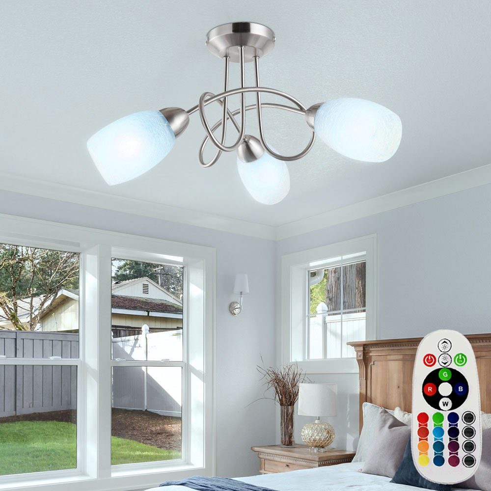 etc-shop LED Deckenleuchte, Leuchtmittel inklusive, Warmweiß, Farbwechsel, Deckenleuchte Deckenlampe Glas Spots weiß Deckenstrahler 3