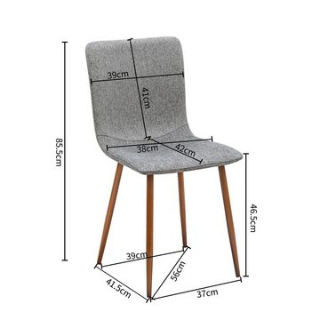 Coonoor Esszimmerstuhl grau, Küchenstuhl mit Rückenlehne, Metallgestell (Esszimmerstuhl, 4 St), Retro-Design, bequem und elegant