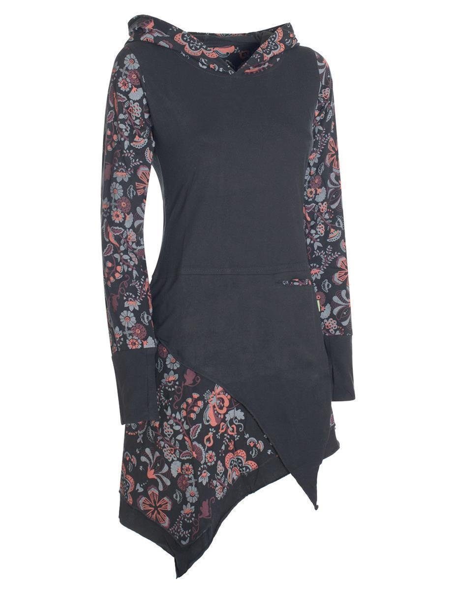 Vishes Zipfelkleid Langarm Kleid Elfen Zipfelige Elfentunika Bedruckt Hippie, Boho, Goa, Elfen Style