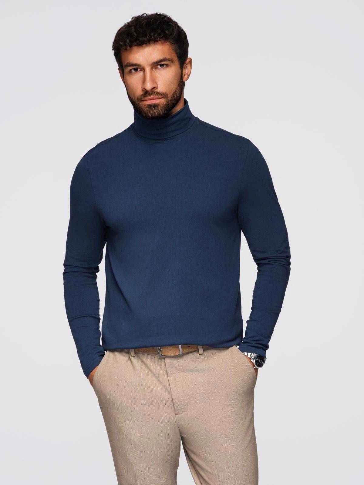 OMBRE Rollkragenpullover Unifarbenes Herren-Longsleeve mit Rollkragen günstig online kaufen