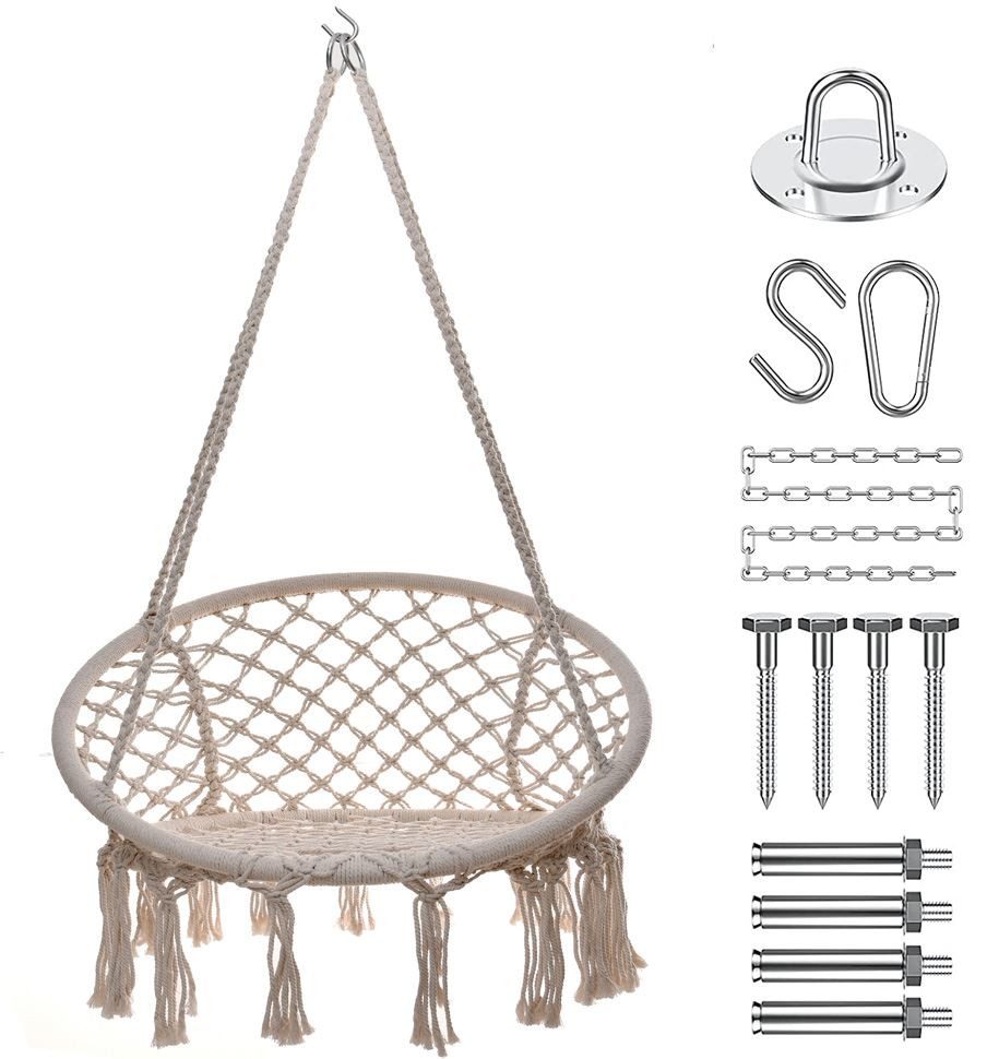 Hedo Nestschaukel "Premium Nestschaukel für Zimmer und Garten - beige + Montageset"