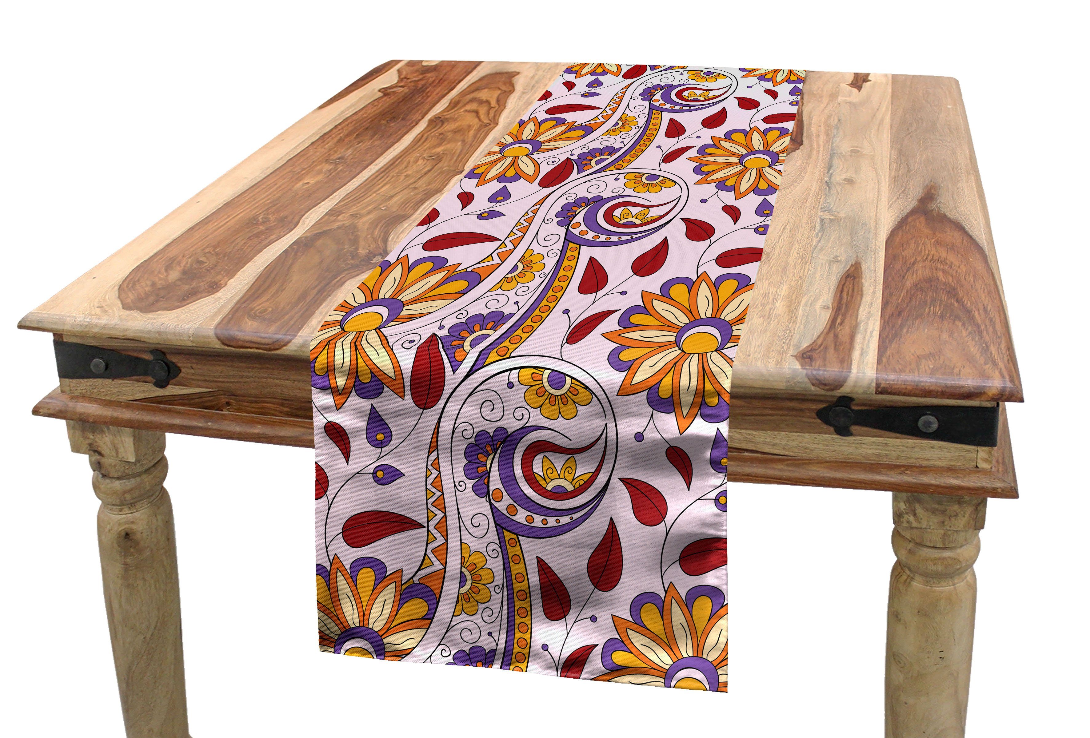 Tischläufer Rechteckiger Dekorativer Ethnisch Persian Esszimmer Abakuhaus Paisley Floral Küche Tischläufer,