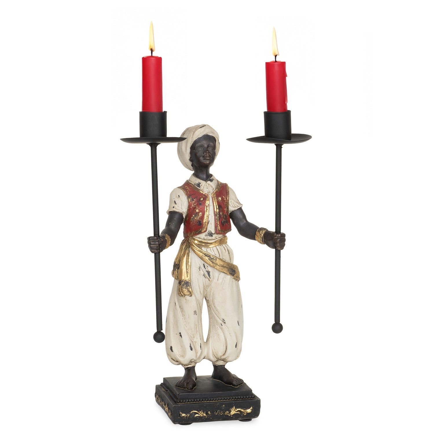 Moritz Dekofigur Kerzenhalter Figur 2-flammig orientalisch 15 x 9,5 x 26,5 cm, Polyresin Figuren Deko Geschenk Geometrische TierFigur Modern Skulptur