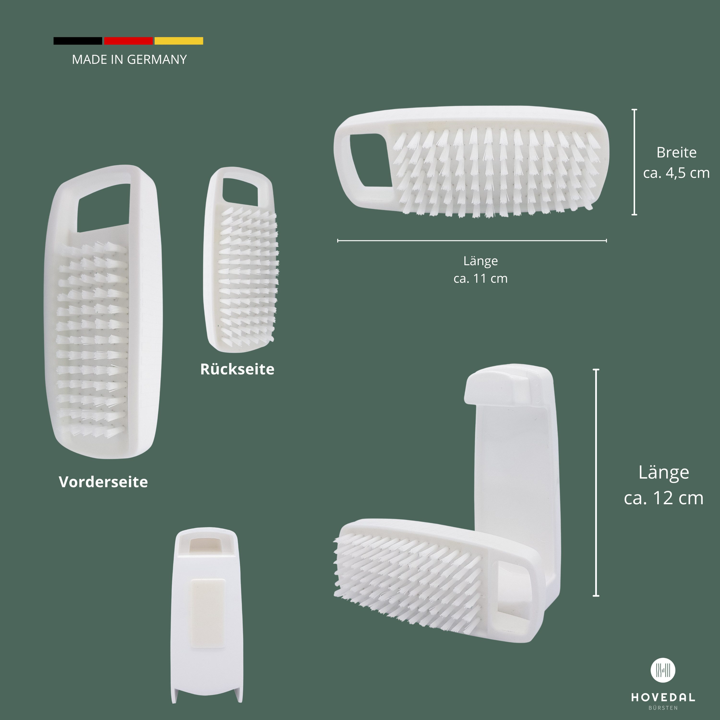 Hovedal Nagelbürste 3er Set Nagelbürste mit Halterung, Handwaschbürste mit Wandhalterung, Handbürste zum Aufhängen, Nagelbürsten mit Halter, Bad Waschbürste