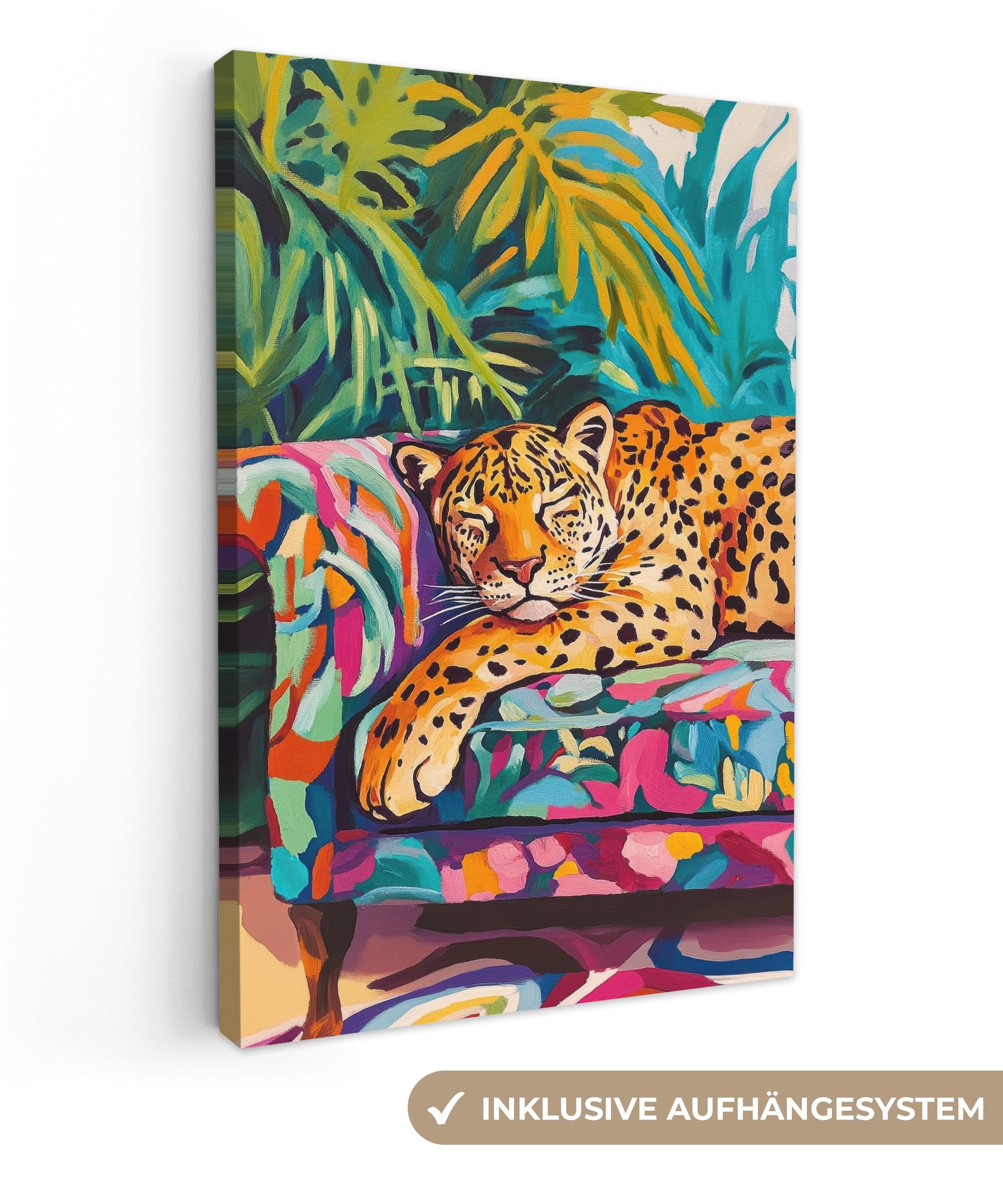 OneMillionCanvasses® Leinwandbild Leopard - Bunt - günstig online kaufen