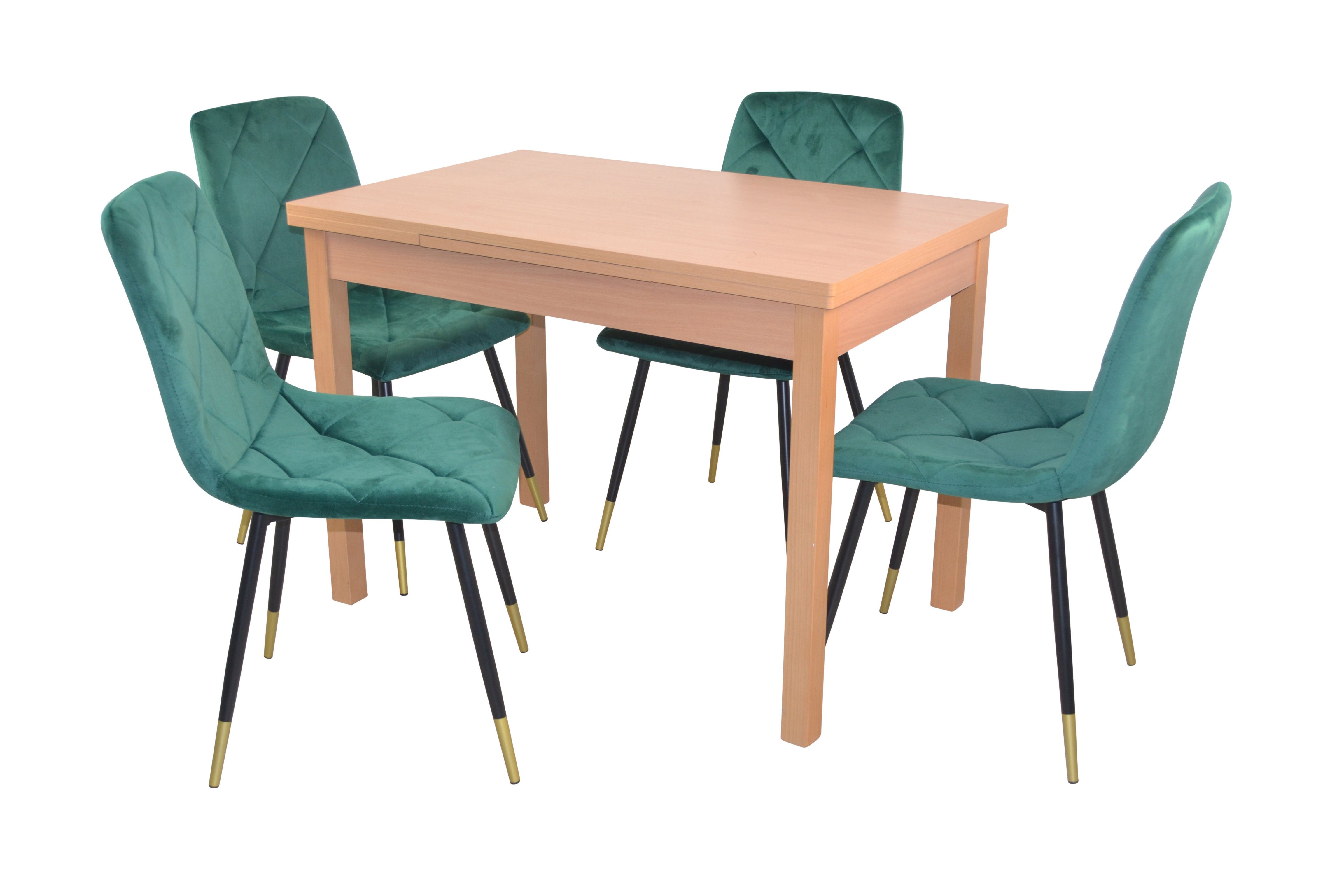 moebel-direkt-online Essgruppe 5teilige Tischgruppe, bestehend aus Esstisch ausziehbar und 4 Stühlen, (Spar-Set, 5tlg. Set)