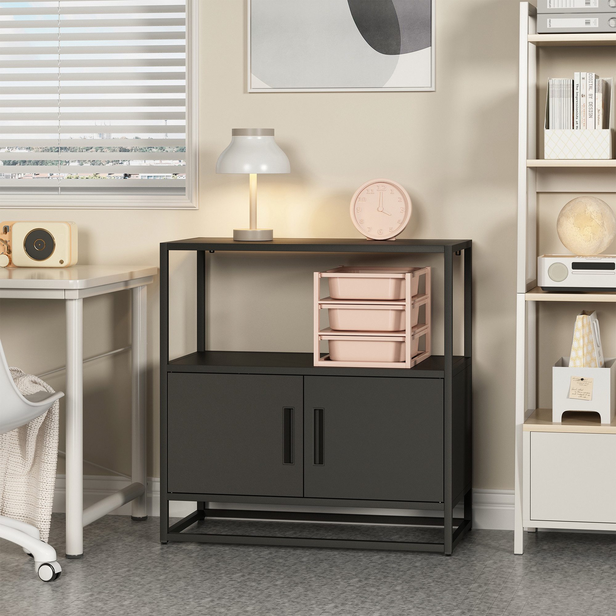 en.casa Aktenschrank »Hailuoto« 80 x 40 x 82 cm Stahl Schwarz