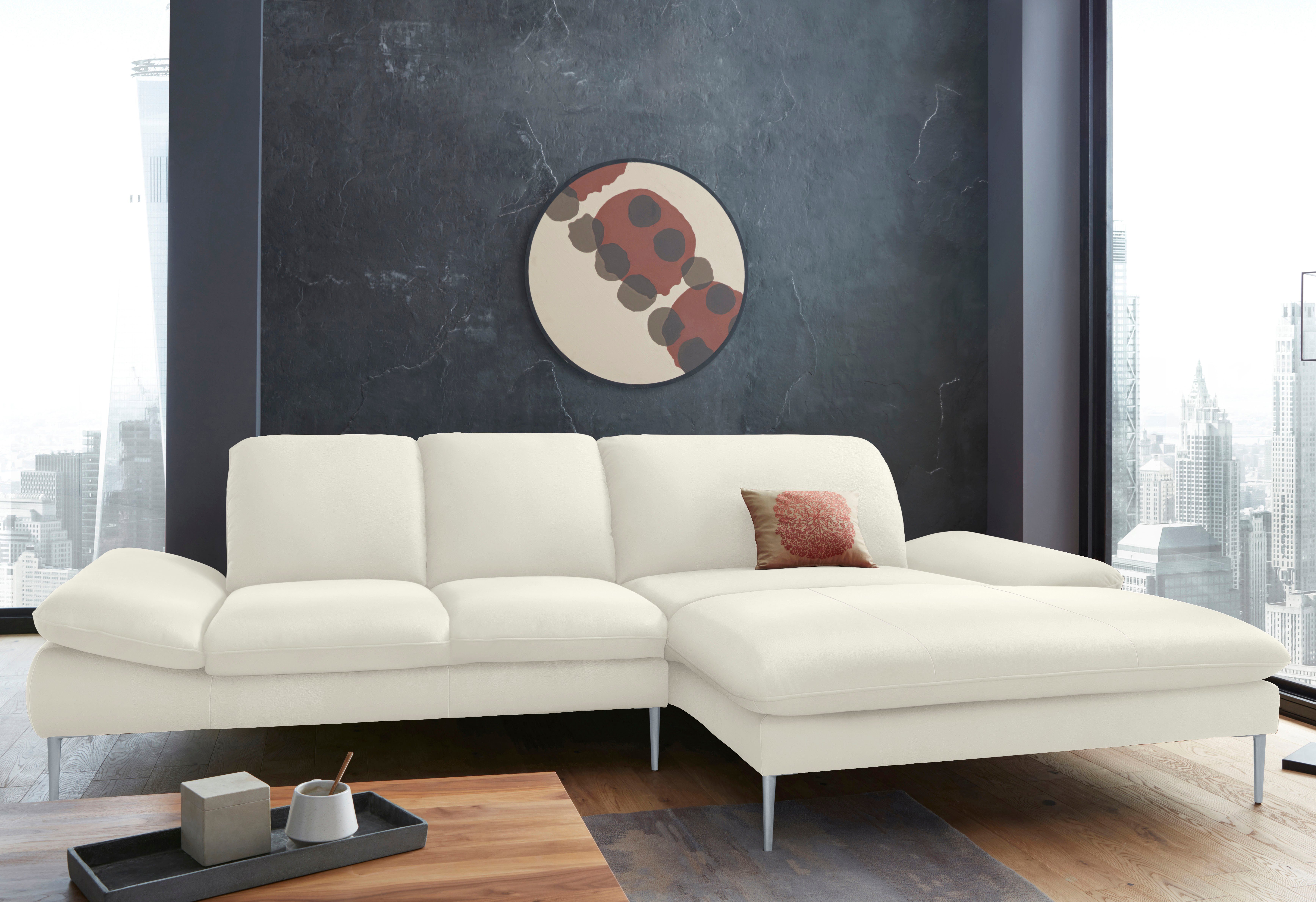W.SCHILLIG Ecksofa enjoy&MORE, Designsofa, elegant und bequem, L-Form, mit Sitztiefenverstellung, Füße silber matt, Breite 310 cm