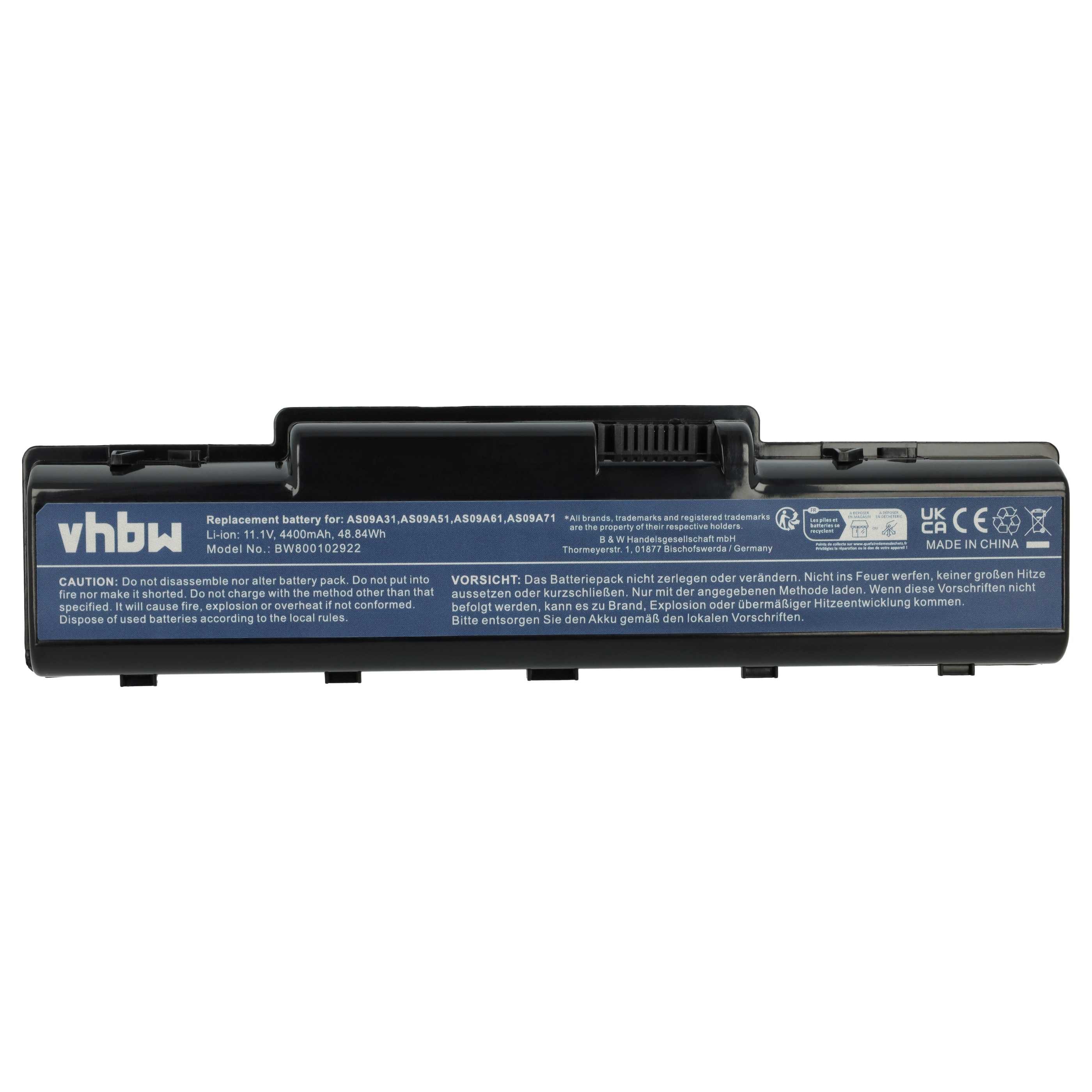 vhbw Akku Ersatz für Acer AS09A73, AS09A61, AS09A71, AS09A31, AS09A51, Laptop-Akku Akku Li-Ion 4400 mAh (11,1 V, 1 St), Leistungsfähiger Austausch-Akku für Notebook, Wiederaufladbar, Jede