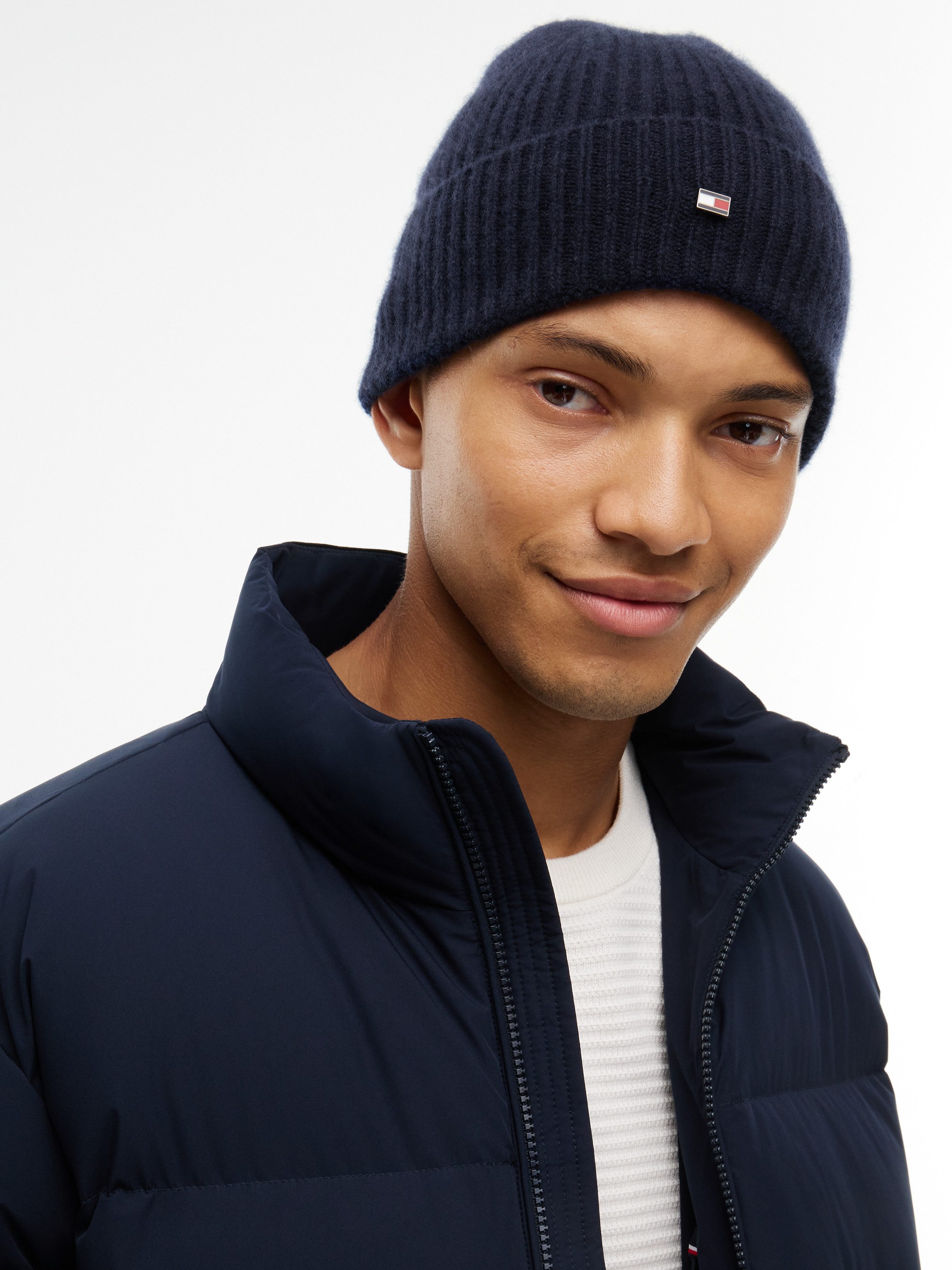 Tommy Hilfiger Strickmütze FLAG CASHMERE BEANIE One size mit Markenlogo