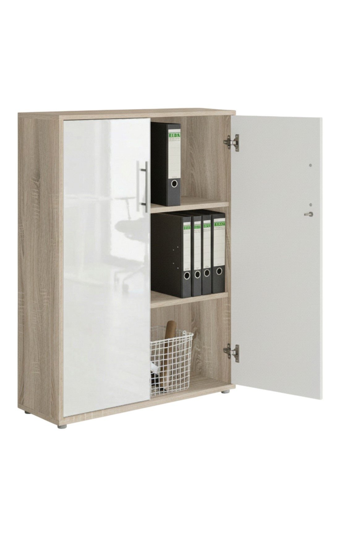 moebel-dich-auf Aktenschrank TABOR (Büroschrank Ordnerschrank Mehrzweckschrank, abschließbar, Metallgriffe, 3 Fächer) Made in Germany – Bild 3 von 5