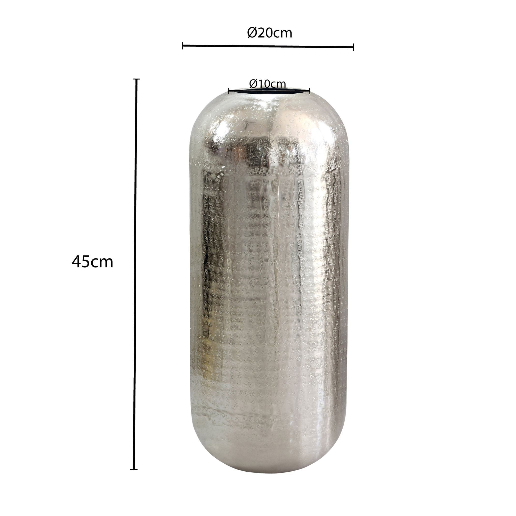 FINEBUY Bodenvase FB76405 Vase 45 cm Aluminium Silber Blumenvase Wohndeko Groß Rund (Elegantes Wohnaccessoire für stilvolle Räume), Große Vase mit moderner Ausstrahlung