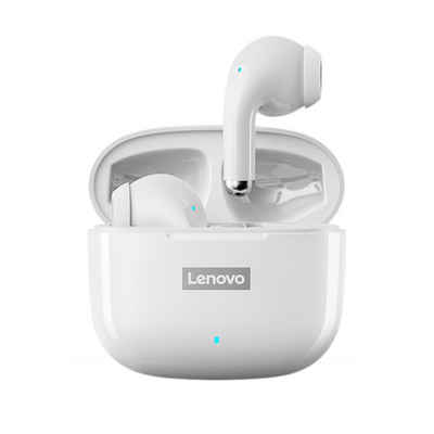 Lenovo LP40 Pro mit Touch-Steuerung Bluetooth-Kopfhörer (True Wireless, Siri, Google Assistant, Bluetooth 5.1, kabellos, Stereo Ohrhörer mit 250 mAh Kopfhörer-Ladehülle - Weiß)
