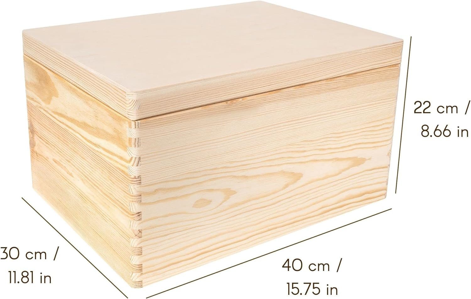 Creative Deco Holzkiste mit Deckel 40x30x22 cm (1cm), Holztruhe Erinnerungs günstig online kaufen