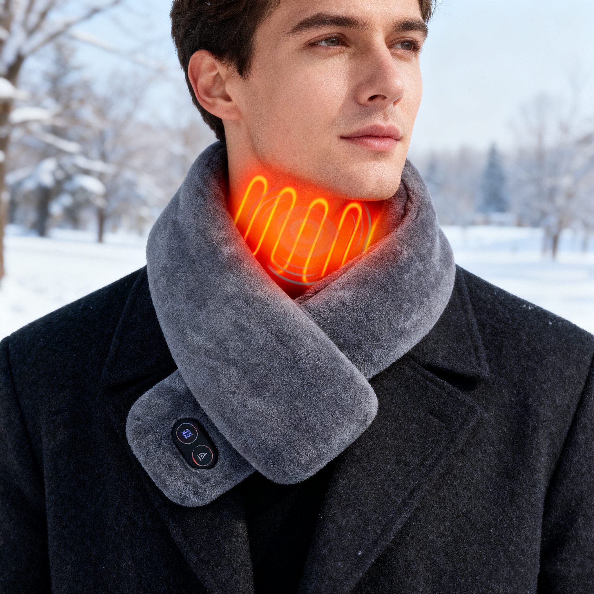 BTTO Nackenhörnchen Warmer Schal,Beheizter Schlauchschal,Beheizter Halstuch, USB Heizung Schal,Dreistufige Temp-Einstellung