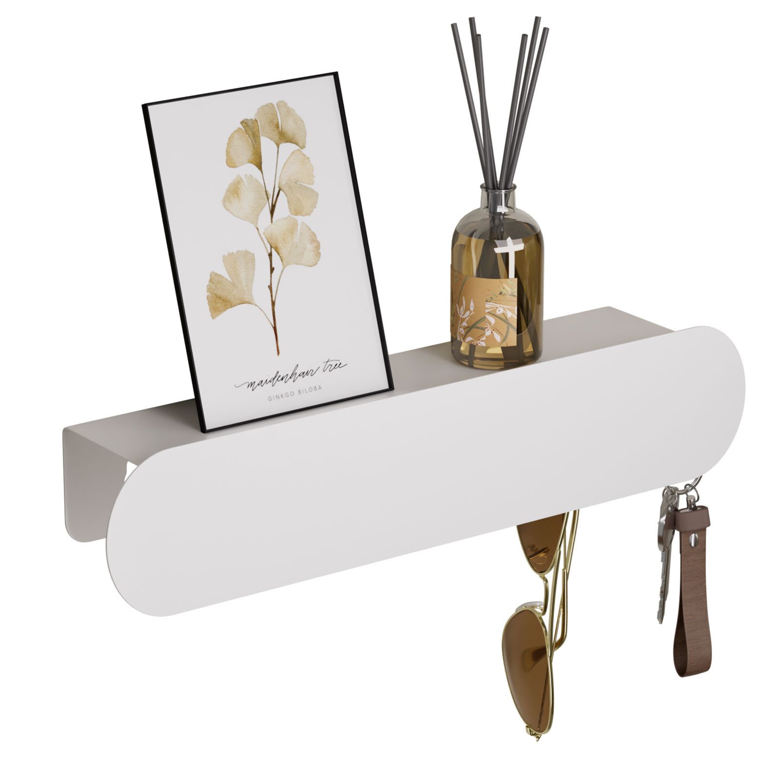 Yorbay Schlüsselbrett mit 6 versteckten Haken & Ablagefläche, Schlüsselhalter aus Metall für Flur, Eingangsbereich, Wohnzimmer