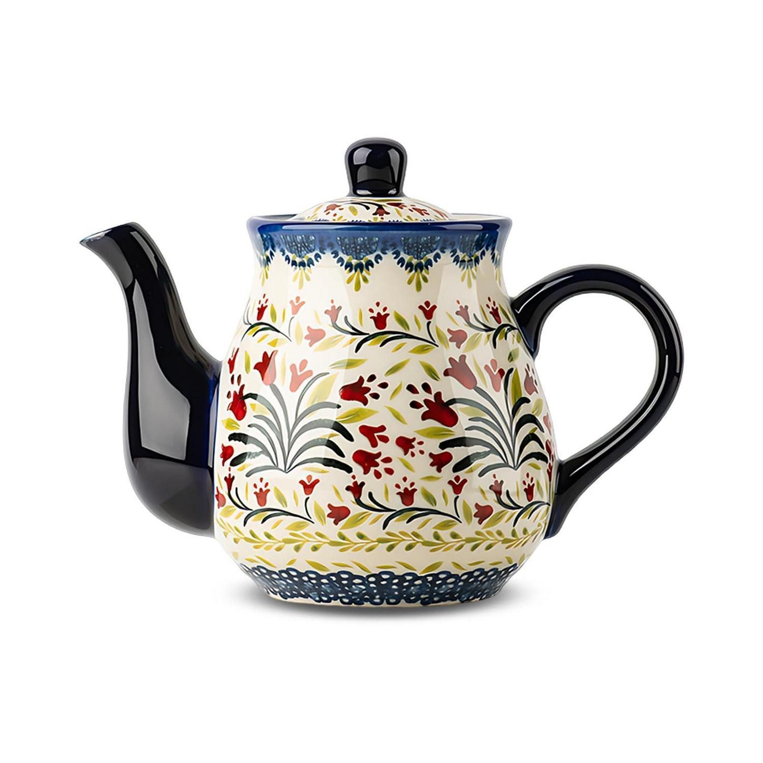LuxusKollektion Teekanne Teekanne Porzellan 800ml Vintage Blumenmuster