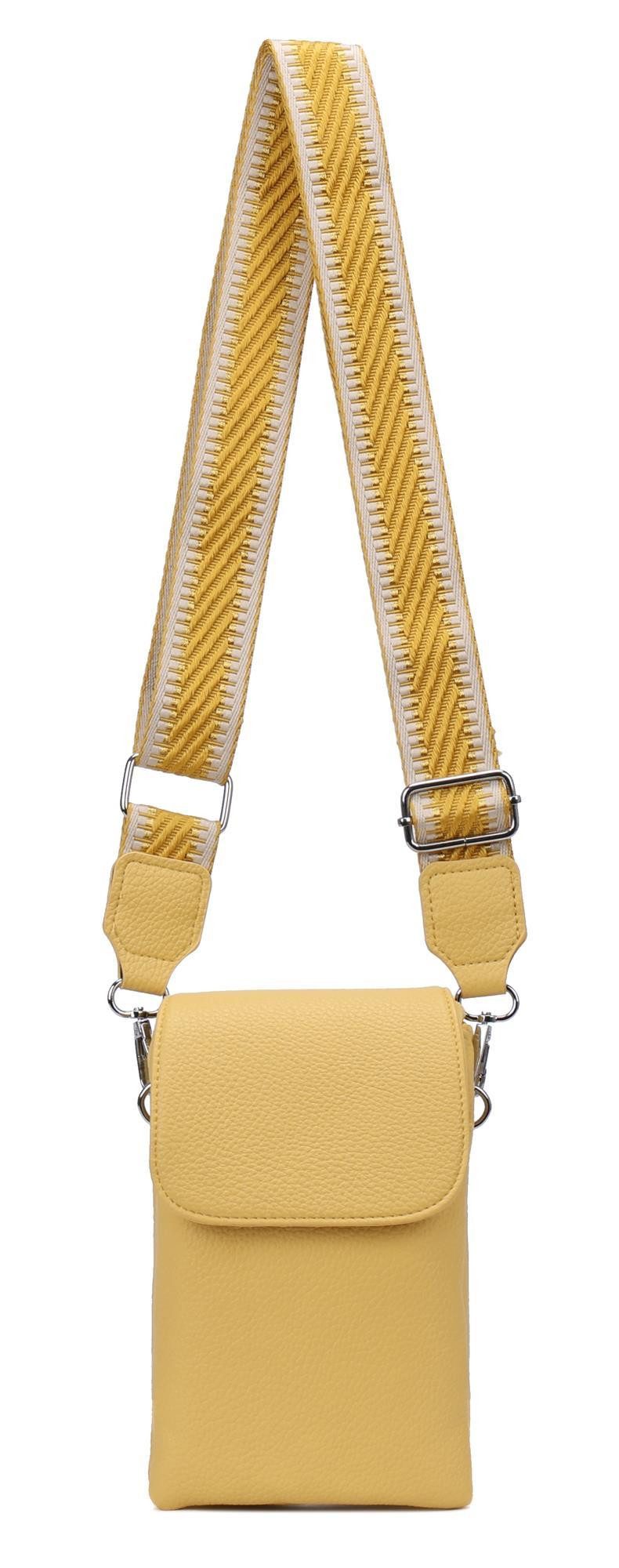 ITALYSHOP24 Geldbörse Damen Tasche Handytasche Brusttasche Crossbody Umhängetasche Crossover (Spar-Set Clutch-Tasche mit einem breitem Muster Stoffgurt/Umhängeband, Leder Optik), Bodybag Smartphone Freizeit Handtasche Brieftasche Schultertasche