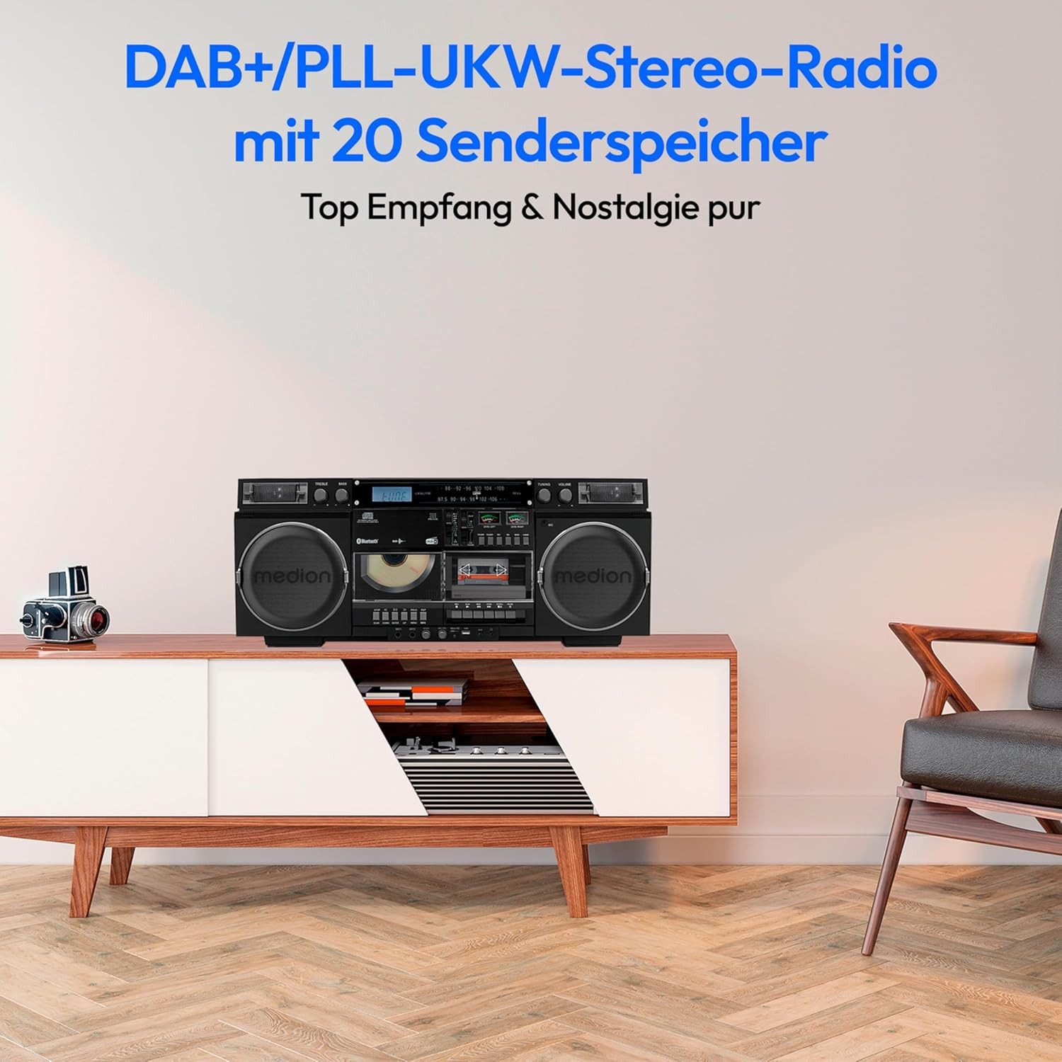 Medion® Medion MD44538 P66538 Boombox Retro-Radio (AM/FM DAB+ MW/UKW, 20 W)