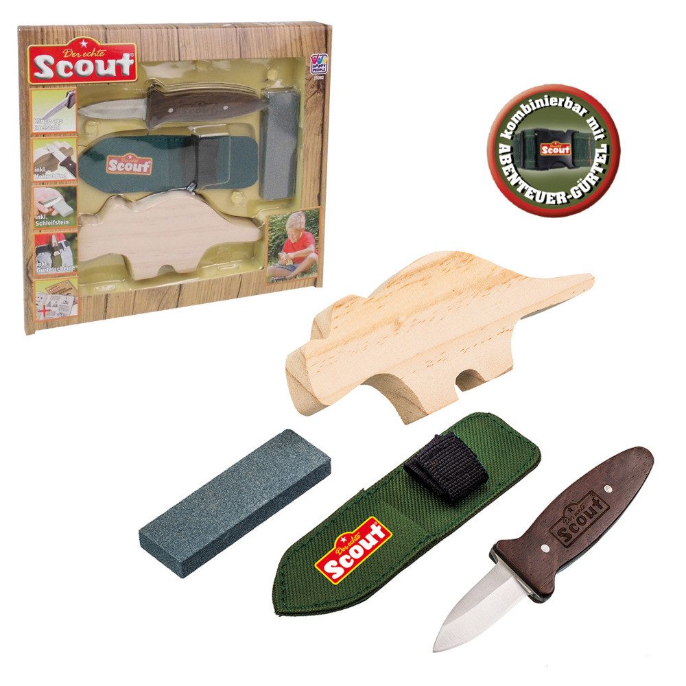 Happy People Spielwerkzeug Scout Schnitzset mit Schnitzmesser für Kinder braun/grün