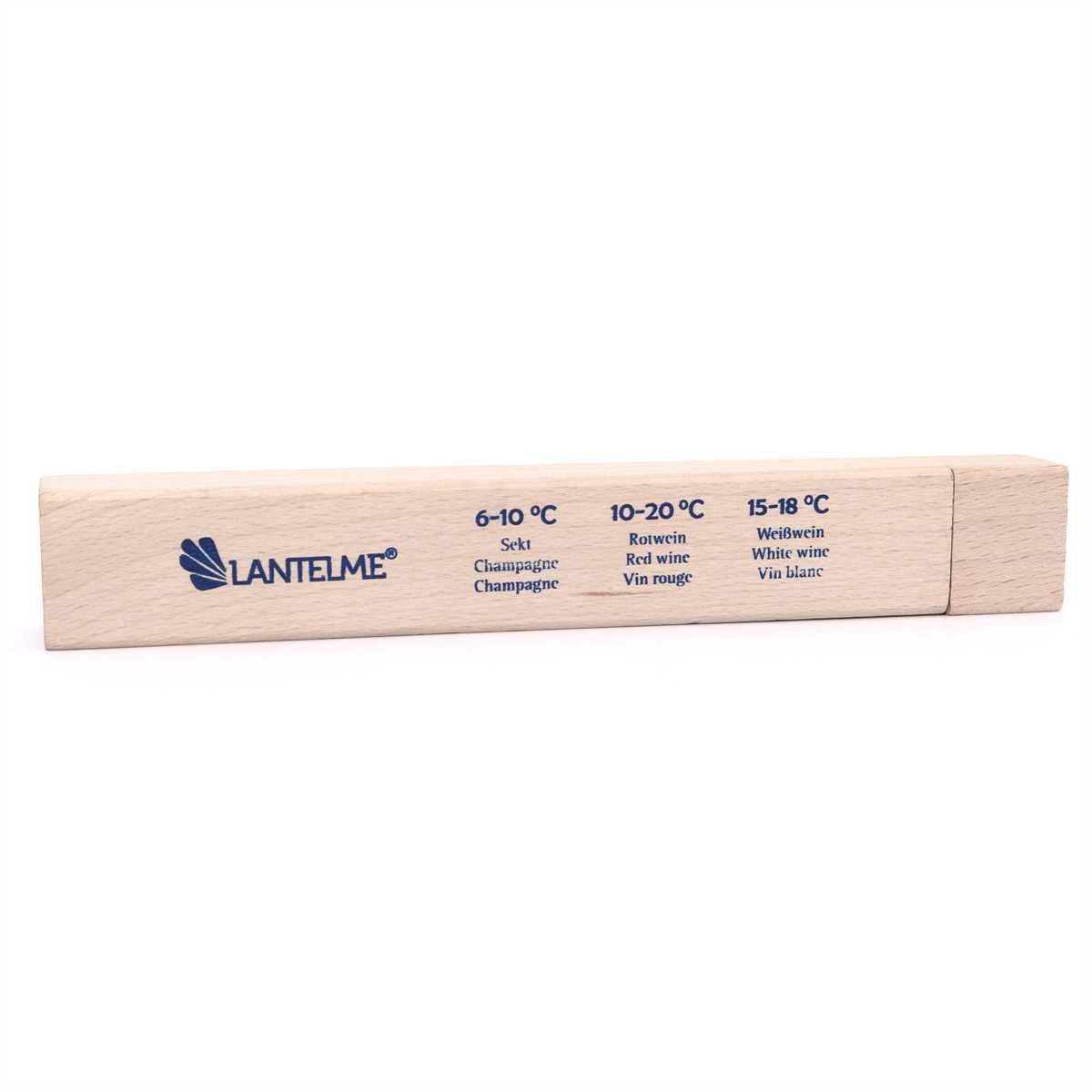 Lantelme Weinthermometer Glas im Holzbox Weinglas Weinflasche Wein Thermometer Temperaturmesser, 2-tlg., Temperaturangaben für Sekt, Rotwein, Weißwein, 0-40 Grad Celsius, Buchenholz, Deutsche Herstellung
